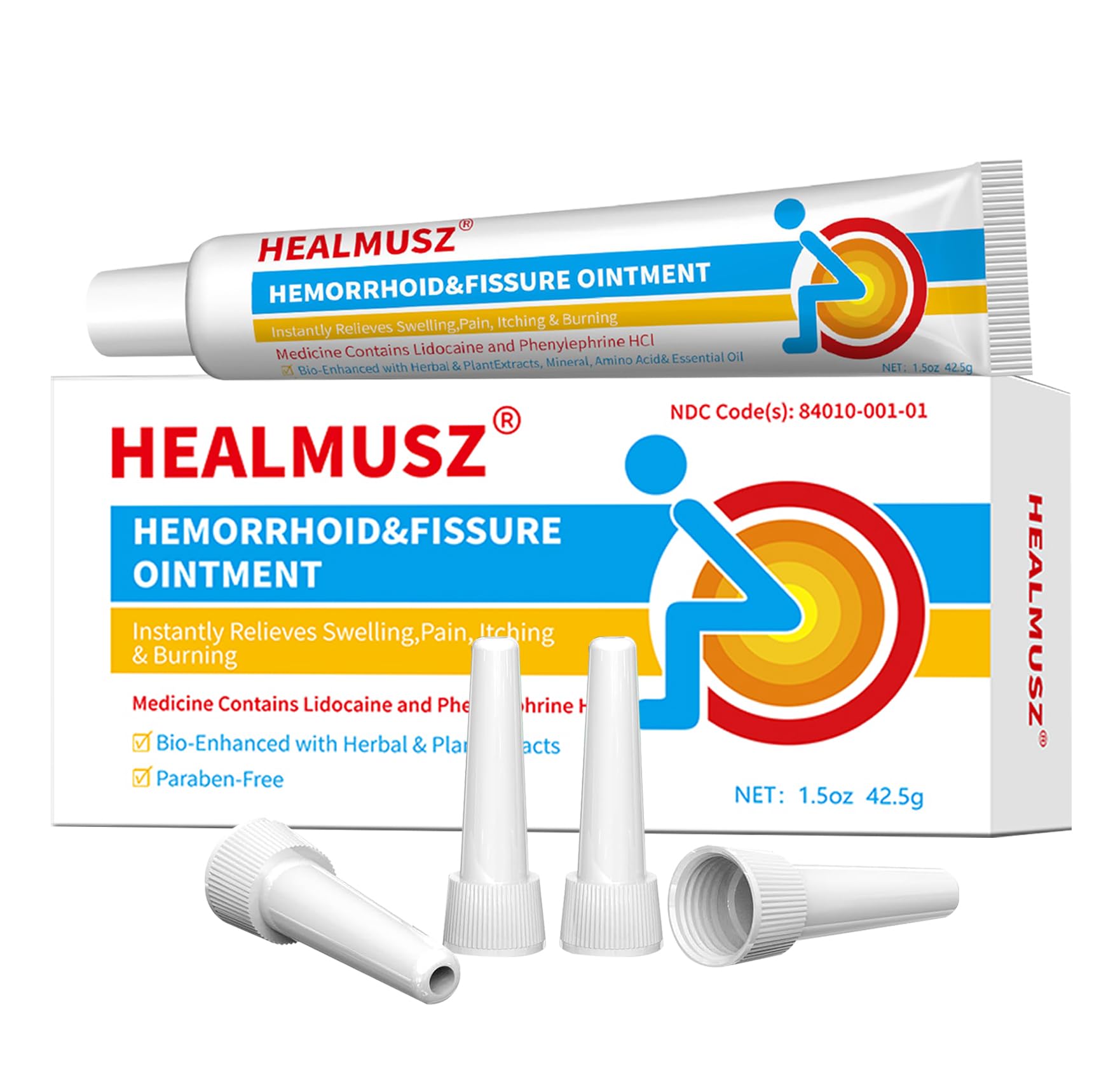 HEALMUSZ Hemorrhoid & Fissure Ointment,with 4% Lidocaine and Phenylephrine HCl,Fast Relief for Pain, Swelling, Discomfort & Itching | 1.5 oz - dailyvitalstore