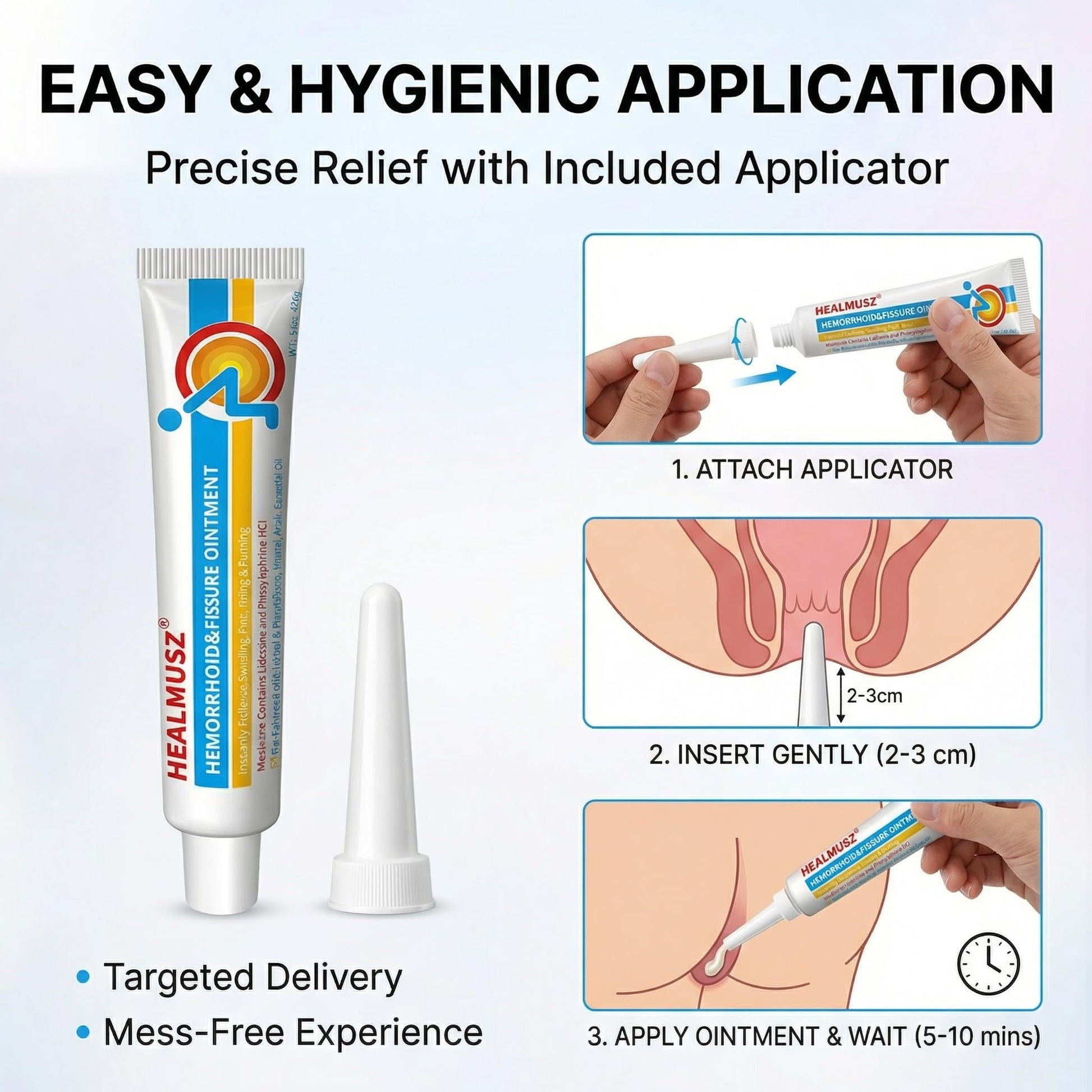 HEALMUSZ Hemorrhoid & Fissure Ointment,with 4% Lidocaine and Phenylephrine HCl,Fast Relief for Pain, Swelling, Discomfort & Itching | 1.5 oz - dailyvitalstore