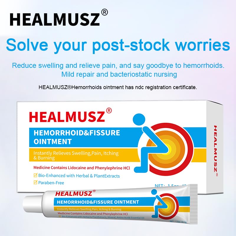 HEALMUSZ Hemorrhoid & Fissure Ointment,with 4% Lidocaine and Phenylephrine HCl,Fast Relief for Pain, Swelling, Discomfort & Itching | 1.5 oz - dailyvitalstore