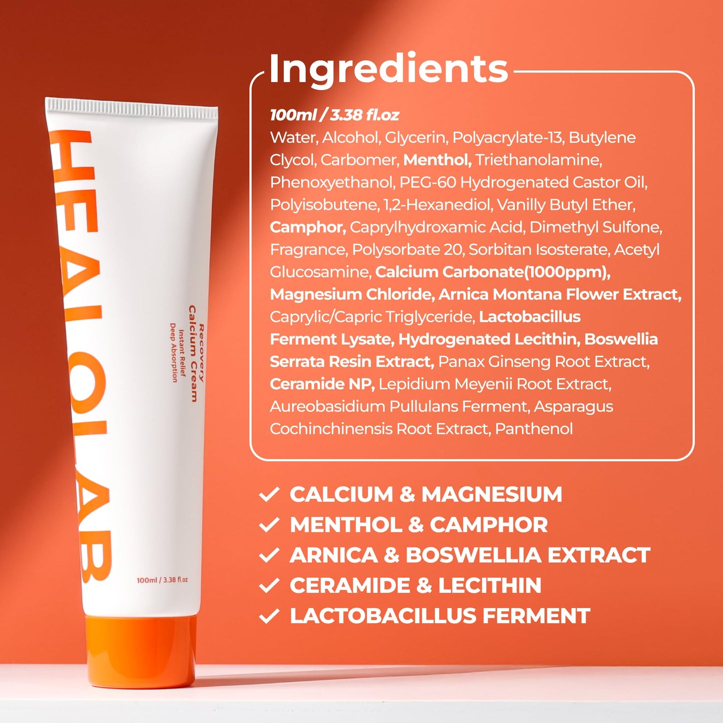 HEALOBEAM Relaxing Calcium Cream Fast Muscle & Joint Relief for Shoulder, Elbow, and Back – MSM, Magnesium Complex – Warm Sensation - dailyvitalstore
