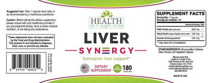 Health As It Ought To Be Liver Syn3rgy Supplement | Physician Formulated Capsules with Milk Thistle, Black Seed, Korean Ginseng | 180 Capsules - dailyvitalstore