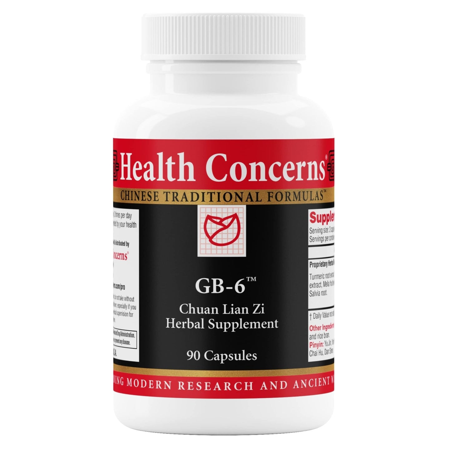 Health Concerns GB-6 – Gallbladder Support Supplement – Chuan Lian Zi Herbal Formula – Natural Gallstone Support – Bupleurum, Turmeric, Dandelion Root Extracts– Chinese Herbal Capsules – 90 Capsules - dailyvitalstore