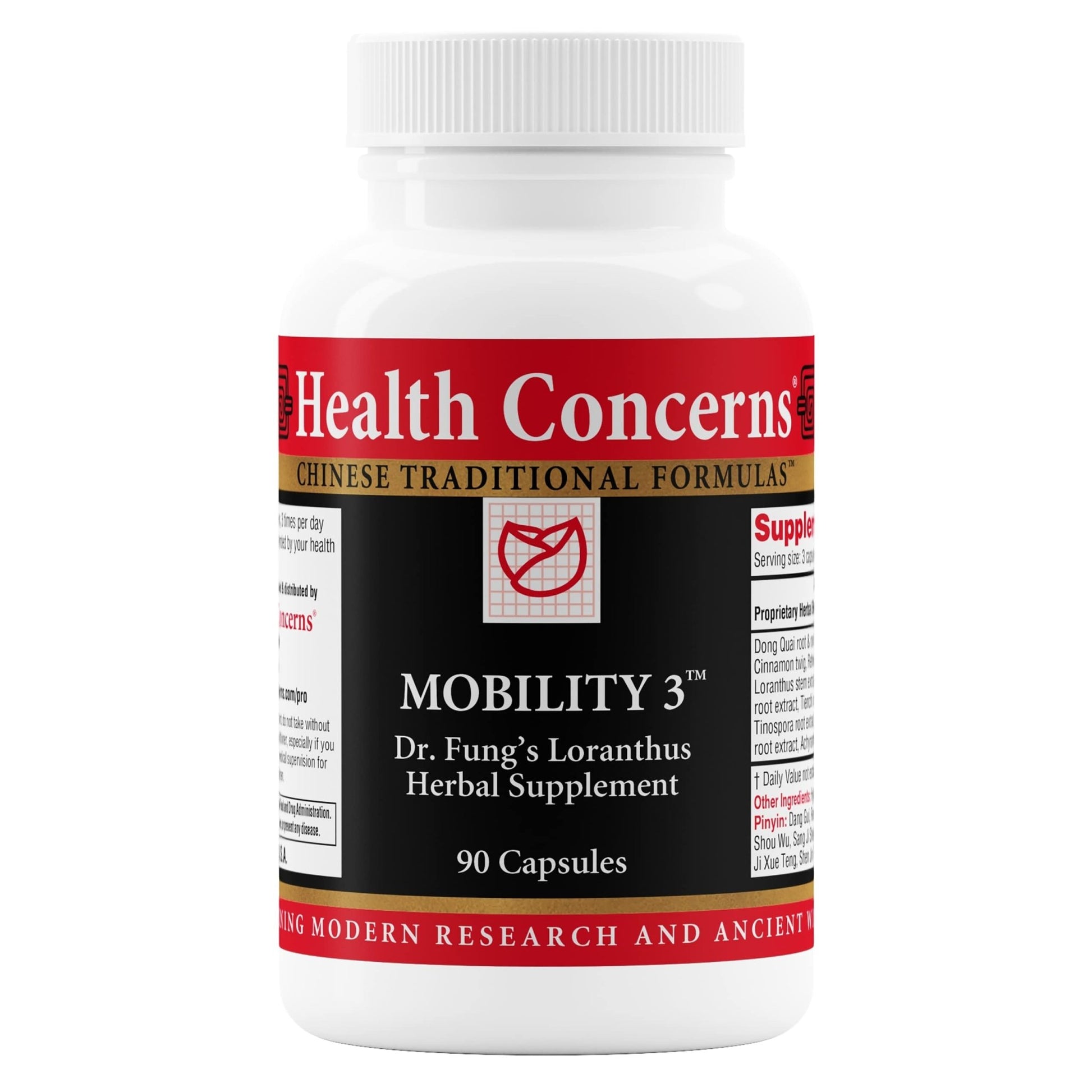Health Concerns Mobility 3 – Joint & Muscle Support – Herbal Stiffness Supplement for Men & Women – Dong Quai, Ginseng, Fo-Ti, Loranthus & Ginger Formula – Chinese Support – 90 Capsules - dailyvitalstore