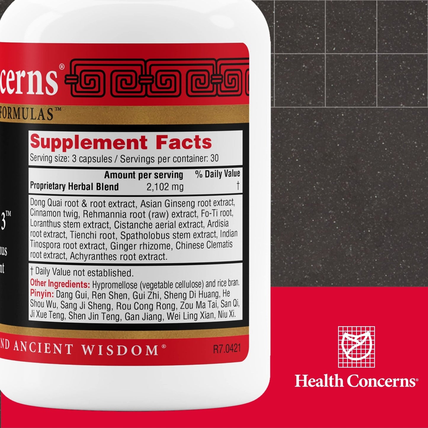 Health Concerns Mobility 3 – Joint & Muscle Support – Herbal Stiffness Supplement for Men & Women – Dong Quai, Ginseng, Fo-Ti, Loranthus & Ginger Formula – Chinese Support – 90 Capsules - dailyvitalstore