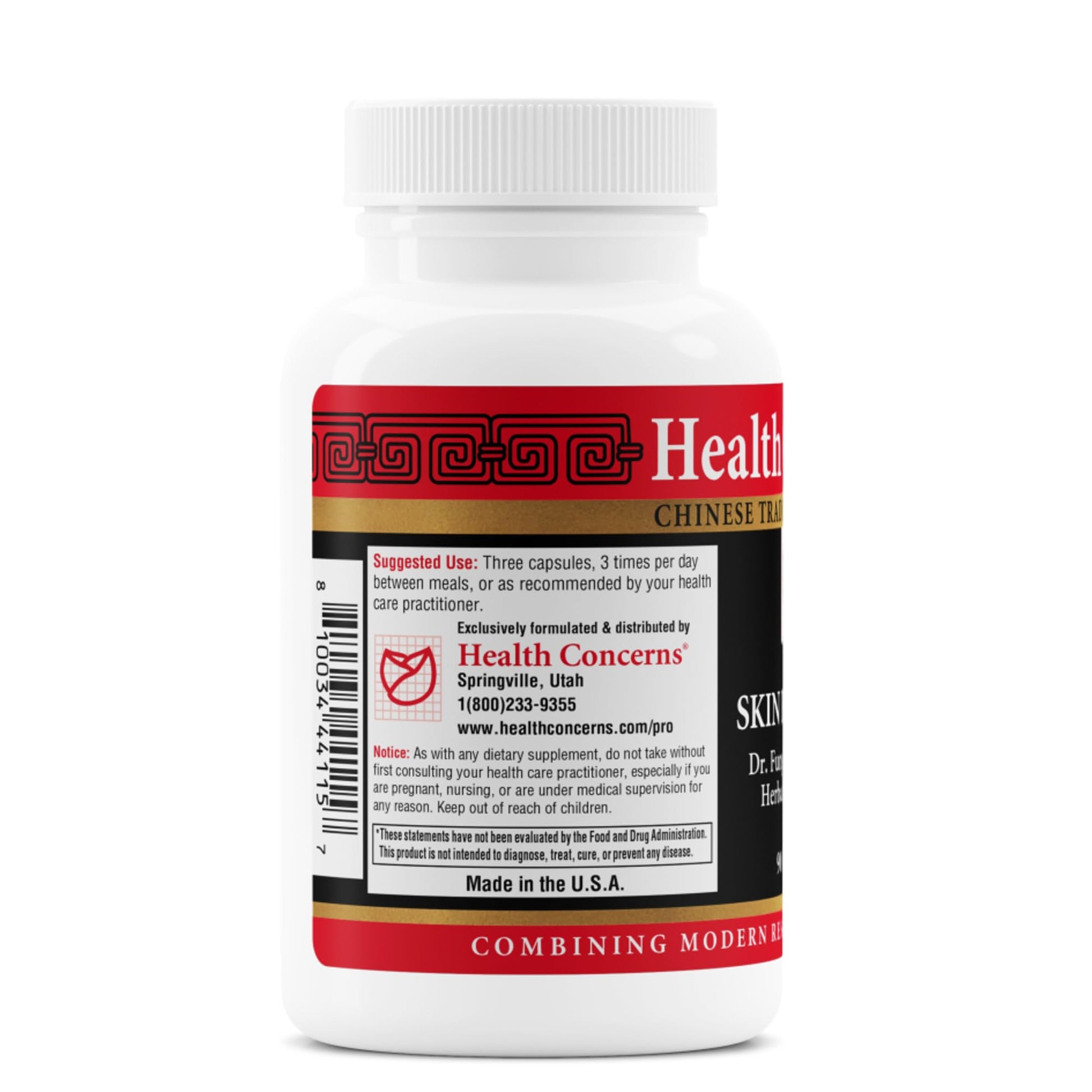 Health Concerns Skin Balance – Herbal Supplement for Skin Support, Itching Relief, & Circulation – Chinese Herbal Supplements for Men & Women – Skullcap, Dong Quai, Coptis Root - 90 Capsules - dailyvitalstore