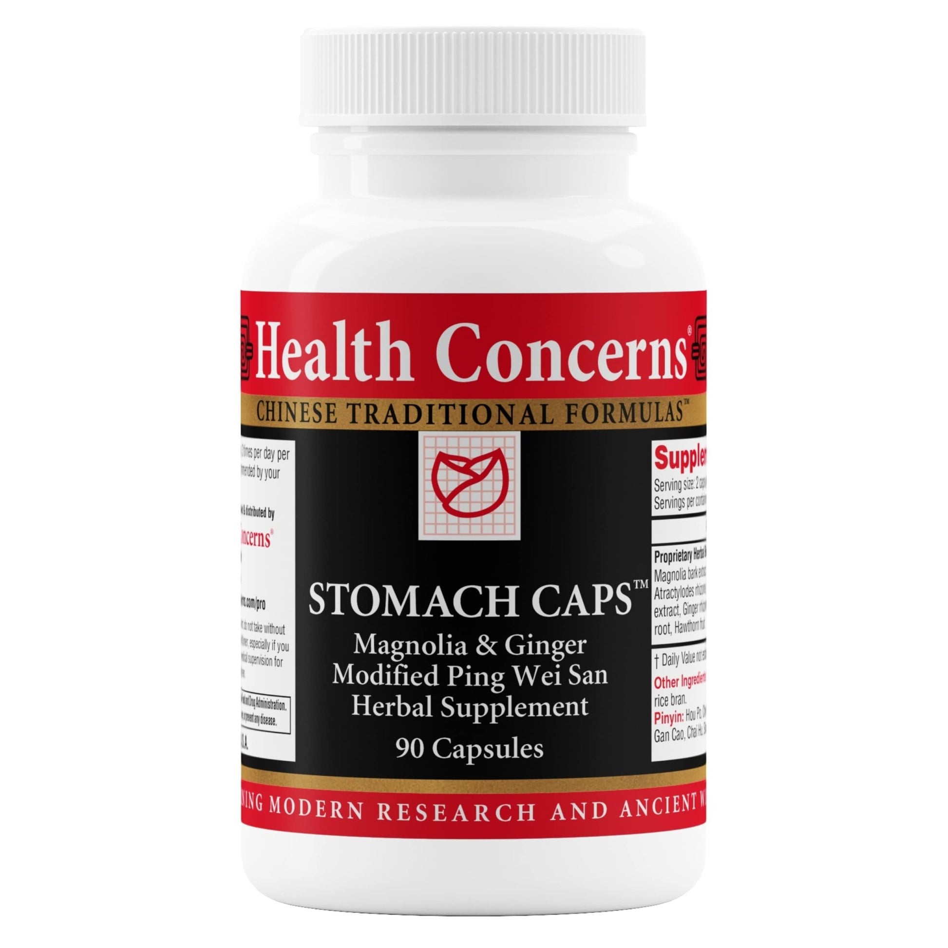 Health Concerns Stomach Caps – Digestive Support & Gut Health – Bloating & Gas Relief – Ginger & Magnolia Bark Chinese Herbal Supplement for Men & Women – Modified Ping Wei San – 90 Capsules - dailyvitalstore