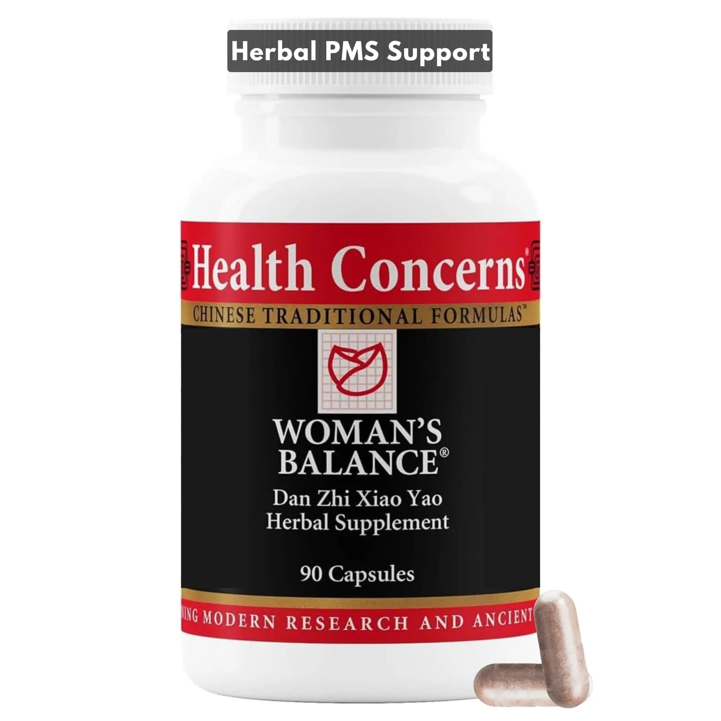 Health Concerns Woman's Balance – Herbal PMS Support Supplement for Women – Menstrual Cycle & Menopause Relief – Chinese Herbal Formula – Mood Support & Hormonal Balance – 90 Capsules - dailyvitalstore