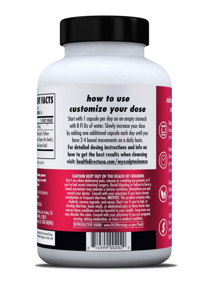 HEALTH DIRECT Sculpt n' Cleanse - Herbal Colon Cleanse for Digestive Health & Regularity - Natural Detox & Gut Flush Supplement - 50 Veggie Capsules - dailyvitalstore