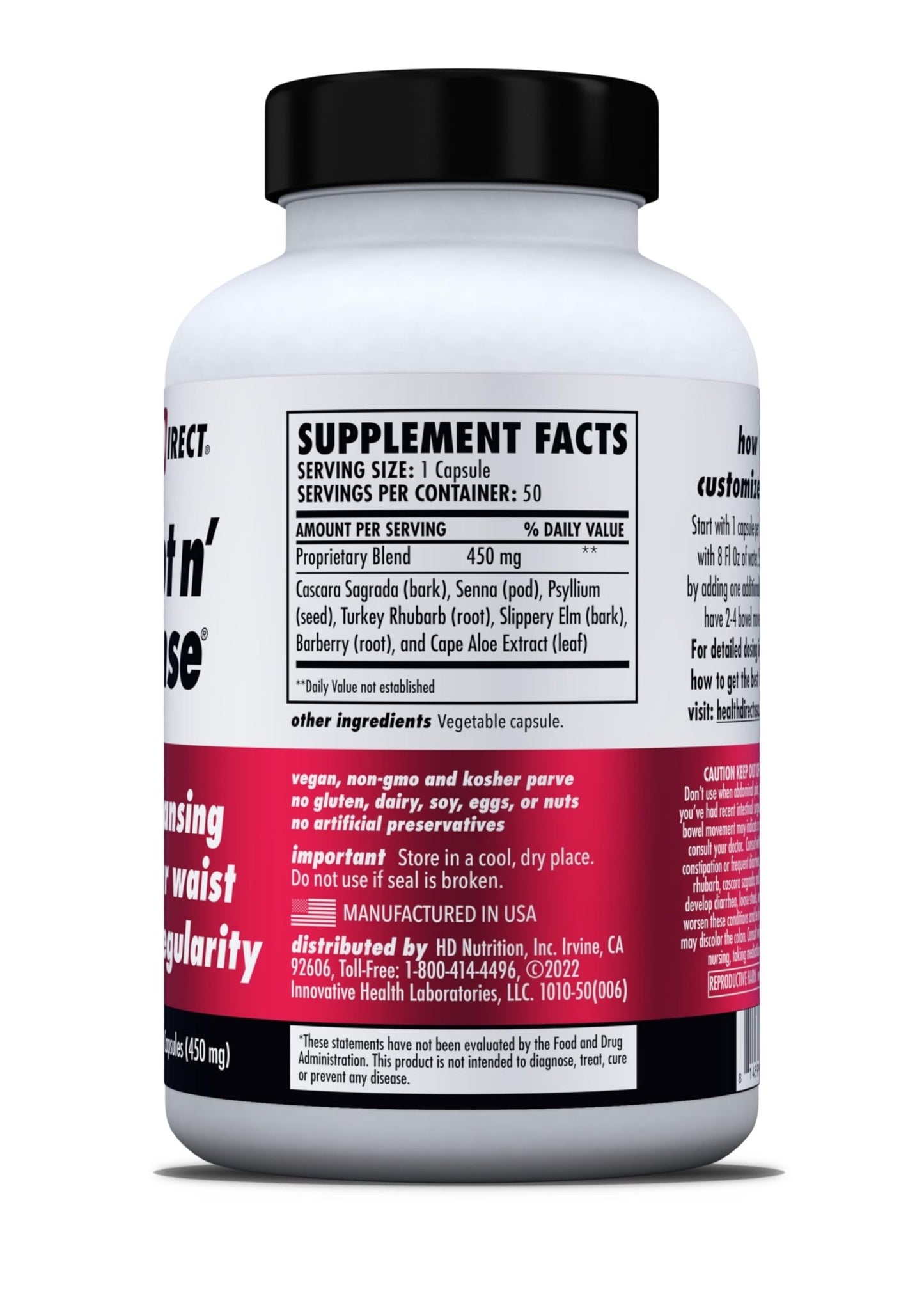 HEALTH DIRECT Sculpt n' Cleanse - Herbal Colon Cleanse for Digestive Health & Regularity - Natural Detox & Gut Flush Supplement - 50 Veggie Capsules - dailyvitalstore