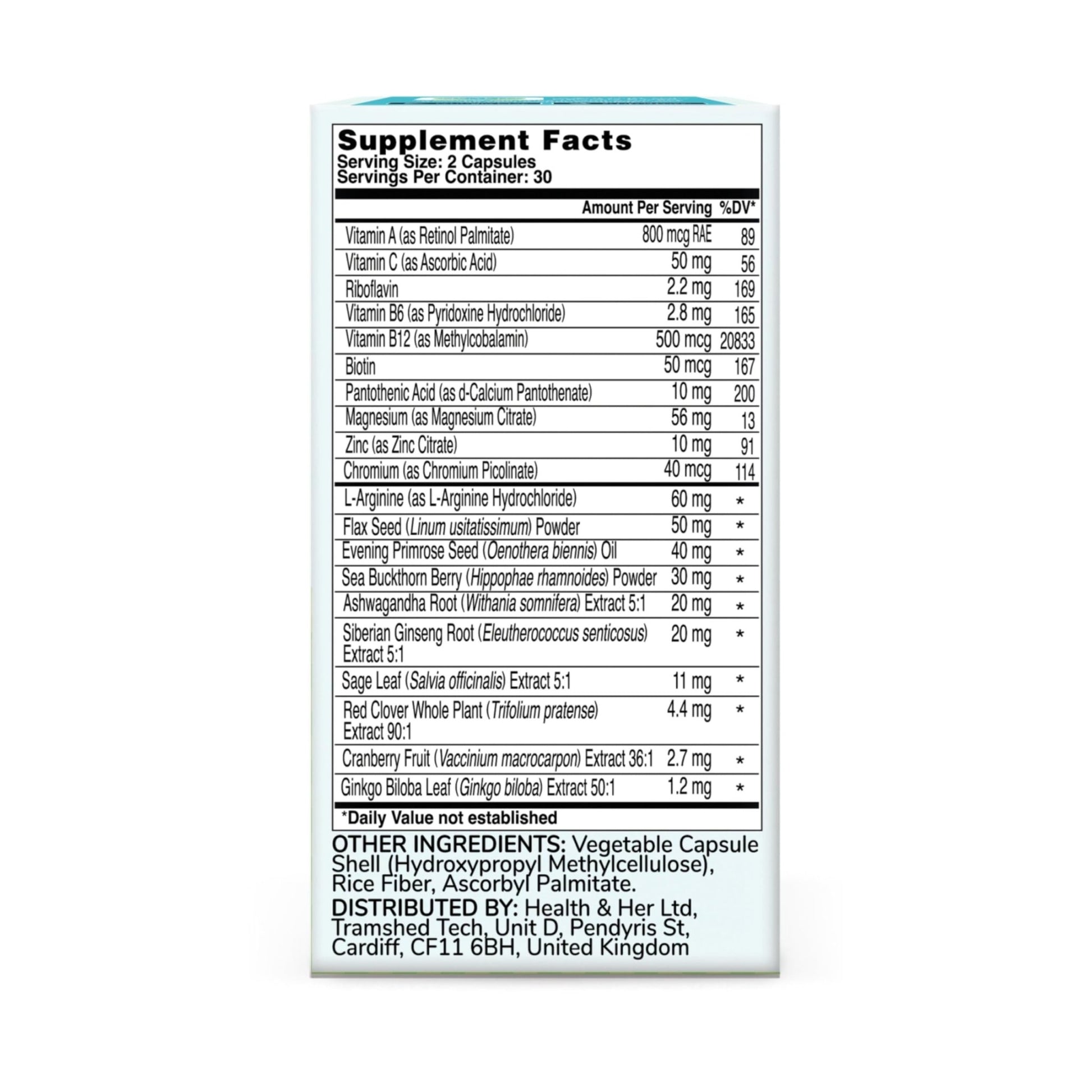 Health & Her Menopause Supplements for Women - Multi-Nutrient Support, Menopause Vitamins for Energy, Bones, Muscles, Skin & Hair, Vegan, Gluten-Free, Non GMO (60ct - 1 Month) - dailyvitalstore