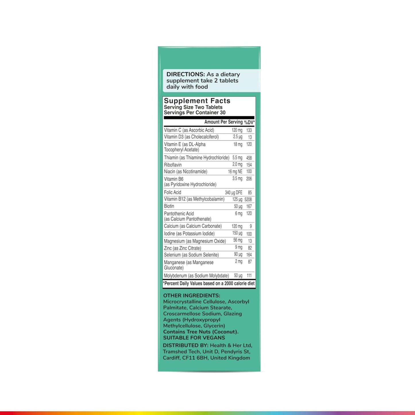 Health & Her Multivitamin for Women Taking Menopause Hormone Therapy (MHT/HRT) - Supplements for Women - Nutrition and Wellbeing Support - 1 Month Supply, 60 Tablets - Vegan & Gluten Free - dailyvitalstore