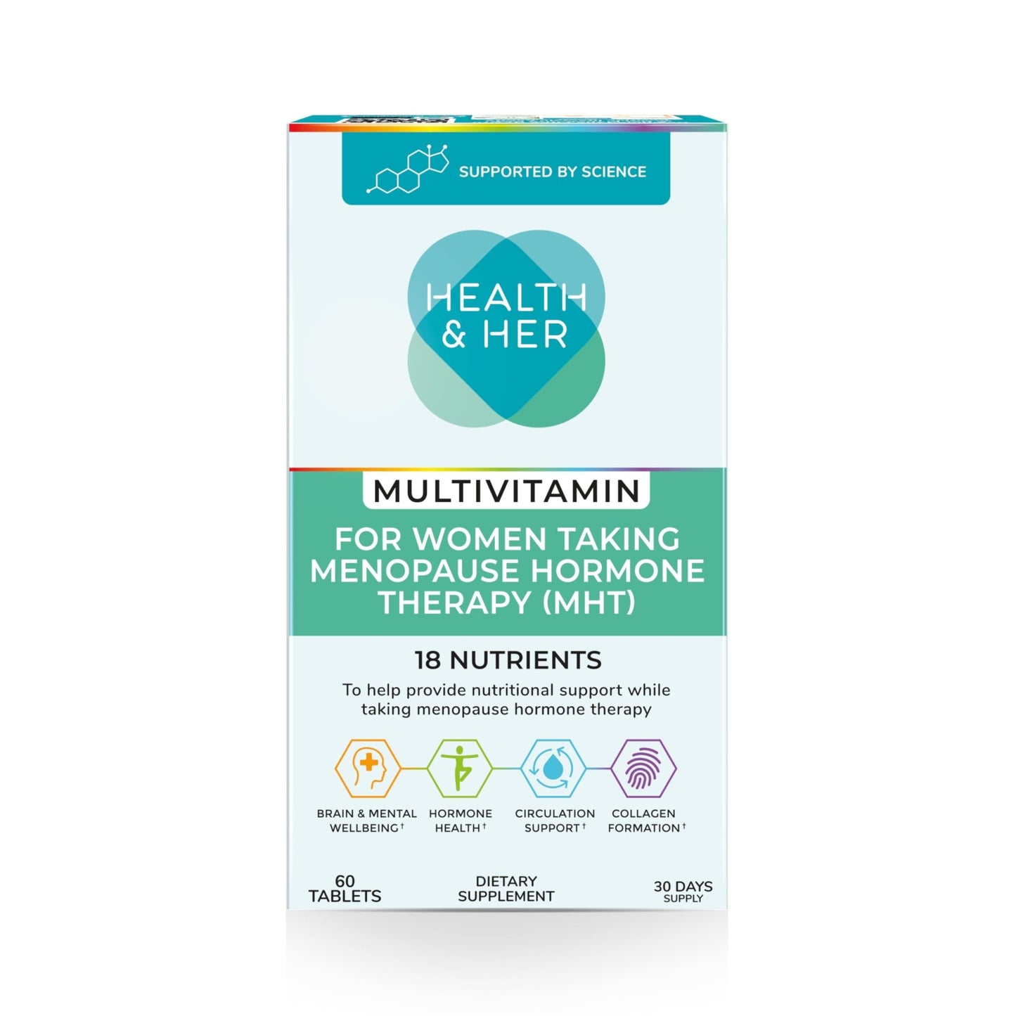 Health & Her Multivitamin for Women Taking Menopause Hormone Therapy (MHT/HRT) - Supplements for Women - Nutrition and Wellbeing Support - 1 Month Supply, 60 Tablets - Vegan & Gluten Free - dailyvitalstore