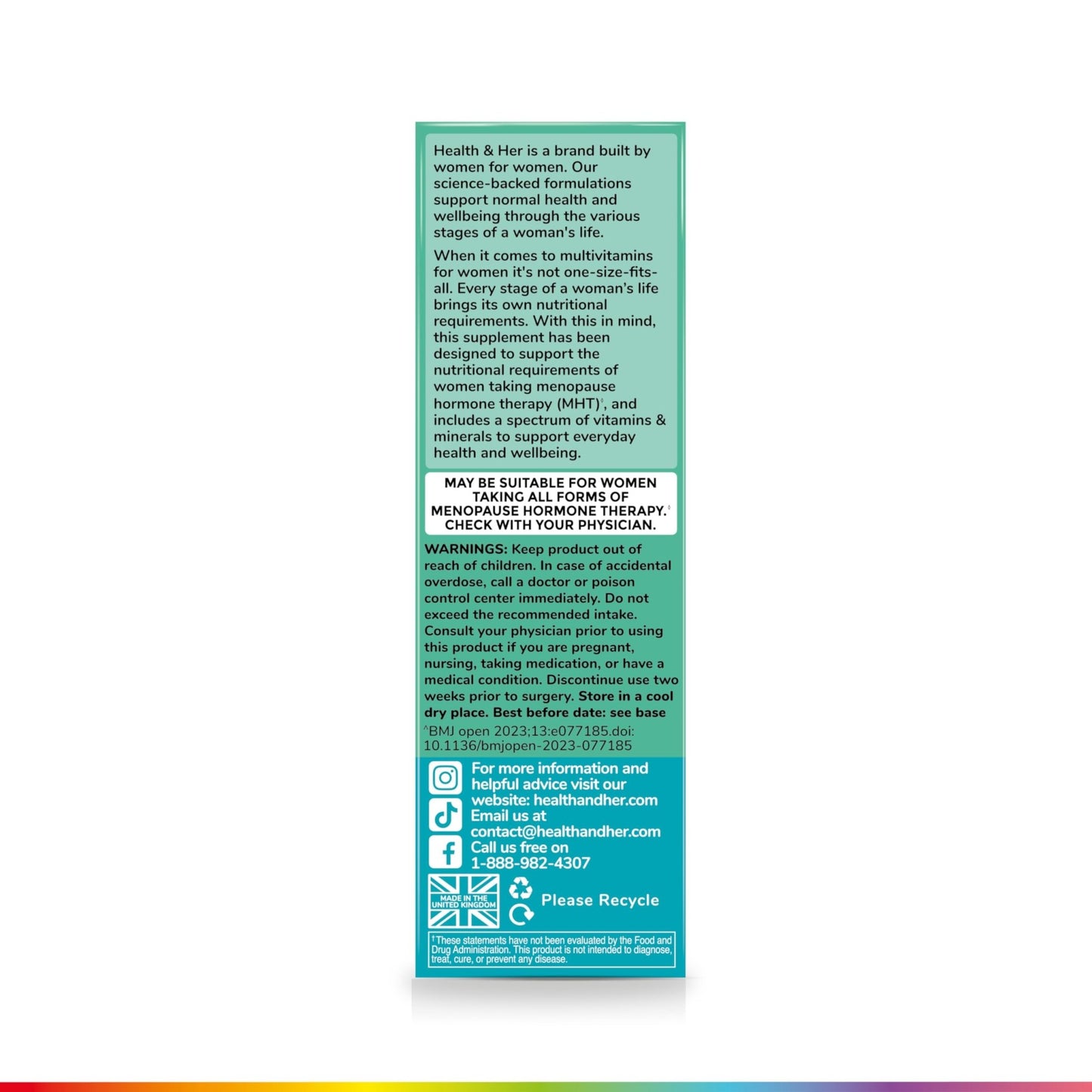 Health & Her Multivitamin for Women Taking Menopause Hormone Therapy (MHT/HRT) - Supplements for Women - Nutrition and Wellbeing Support - 1 Month Supply, 60 Tablets - Vegan & Gluten Free - dailyvitalstore