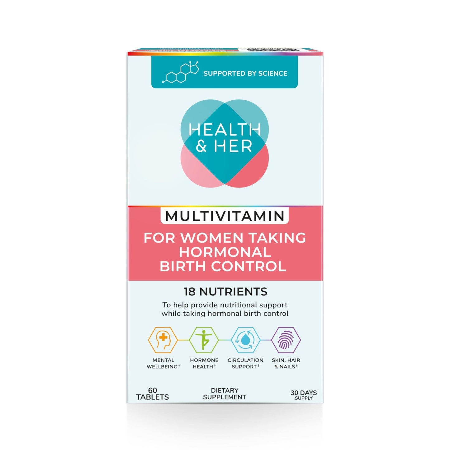 Health & Her Multivitamin Supplement for Women Taking Birth Control - Nutrition Support - 1 Month Supply, 60 Tablets - Vegan & Gluten Free - dailyvitalstore