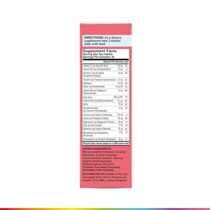 Health & Her Multivitamin Supplement for Women Taking Birth Control - Nutrition Support - 1 Month Supply, 60 Tablets - Vegan & Gluten Free - dailyvitalstore