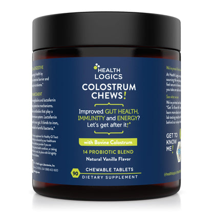 Health Logics Colostrum Chews-Colostrum Supplement 25% IgG for Gut Health, Immune Support, Hair Growth, Vanilla Flavor, 90 Servings - dailyvitalstore