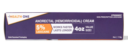 HEALTH ONE Lidocaine 5% Cream Maximum Strength Topical Anorectal Numbing Cream – 4 oz CRC Tube - dailyvitalstore