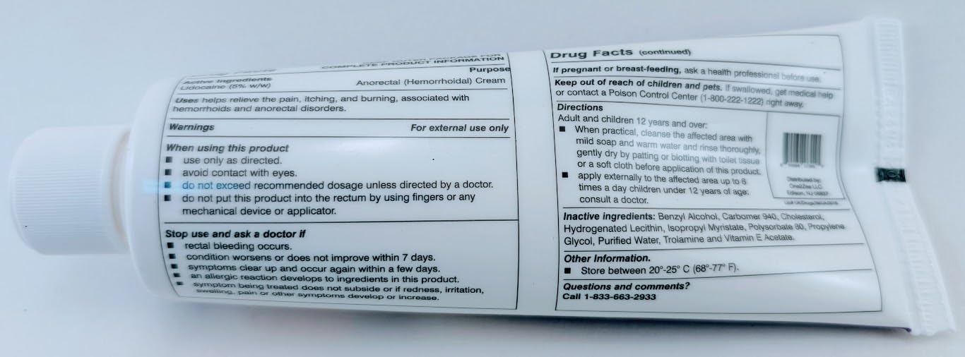HEALTH ONE Lidocaine 5% Cream Maximum Strength Topical Anorectal Numbing Cream – 4 oz CRC Tube - dailyvitalstore