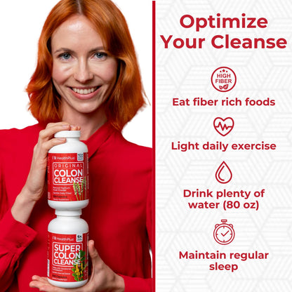 Health Plus Super Colon Cleanse 15 Day Supply of Gentle Gut Cleanse Detox, Psyllium Husk, Probiotics for Constipation - dailyvitalstore