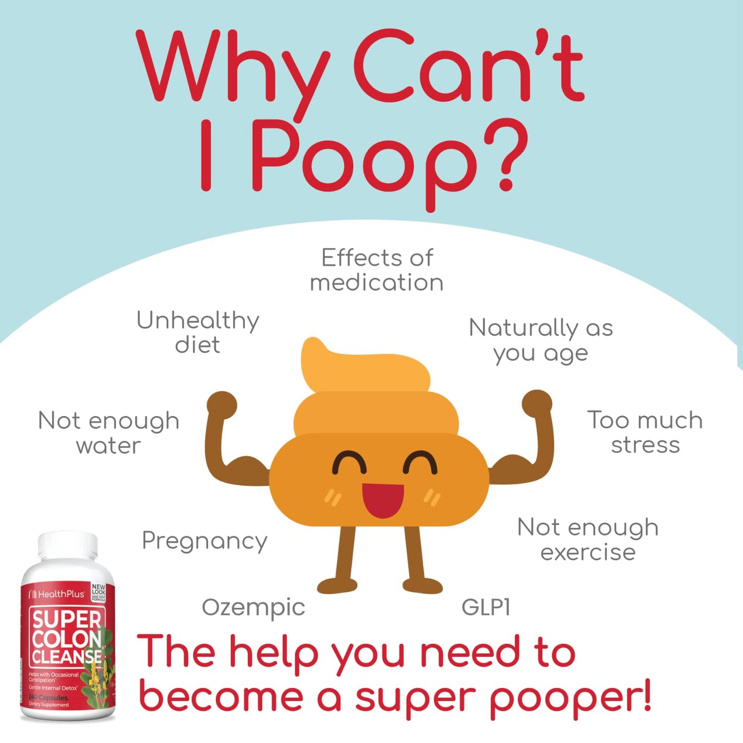 Health Plus Super Colon Cleanse 15 Day Supply of Gentle Gut Cleanse Detox, Psyllium Husk, Probiotics for Constipation - dailyvitalstore