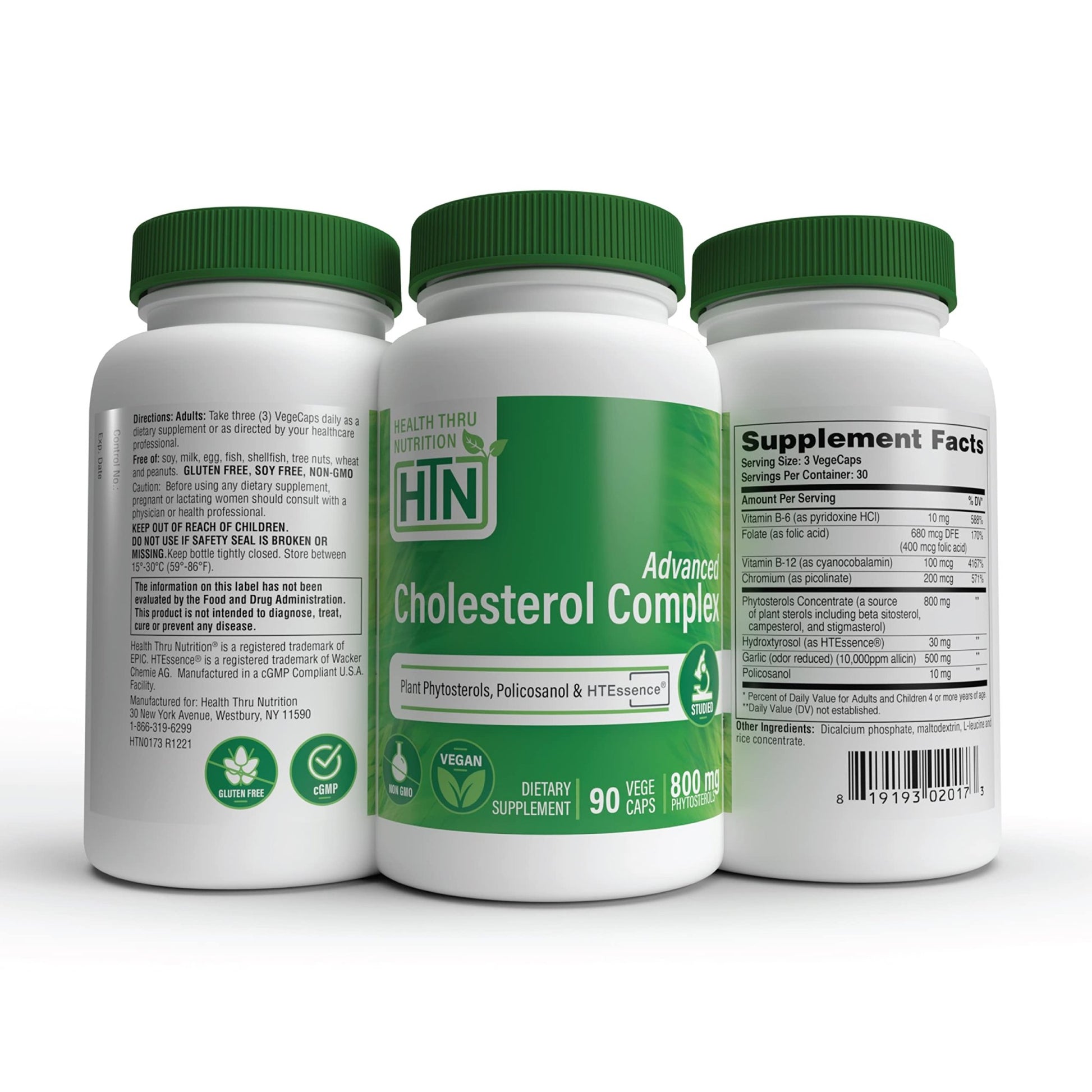 Health Thru Nutrition Advanced Cholesterol Complex | Heart Health Support & Lipid Metabolism with Phytosterols, Policosanol, Hydroxytyrosol, Chromium and More | Vegan, Non-GMO (Pack of 90) - dailyvitalstore
