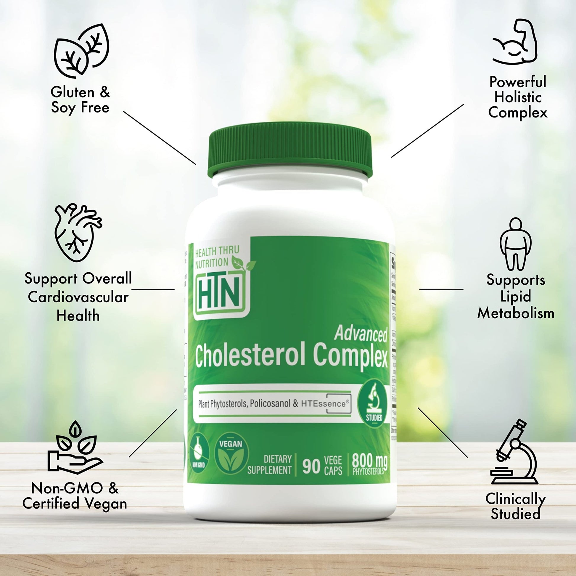 Health Thru Nutrition Advanced Cholesterol Complex | Heart Health Support & Lipid Metabolism with Phytosterols, Policosanol, Hydroxytyrosol, Chromium and More | Vegan, Non-GMO (Pack of 90) - dailyvitalstore