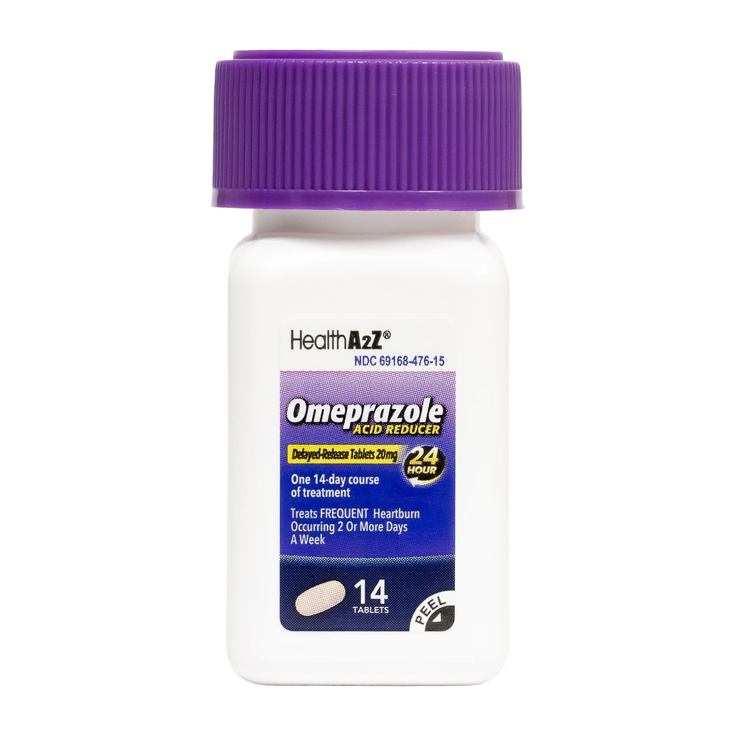 HealthA2Z® Acid Reducer | Omeprazole 20mg | Delayed - Release Tablets | 24 Hours | Treats Frequent Heartburn | Occuring 2 or More Days A Week (14 Counts) - dailyvitalstore