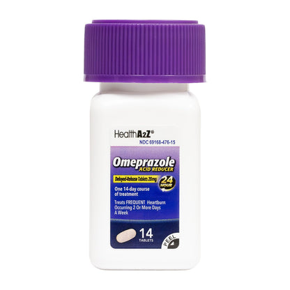 HealthA2Z® Acid Reducer | Omeprazole 20mg | Delayed - Release Tablets | 24 Hours | Treats Frequent Heartburn | Occuring 2 or More Days A Week (14 Counts) - dailyvitalstore