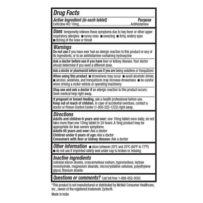 HealthA2Z® Allergy Relief, Cetirizine 10mg, Dye-Free Formula, 24-Hour Antihistamine, Indoor & Outdoor Allergy Relief, 500 Tablets - dailyvitalstore