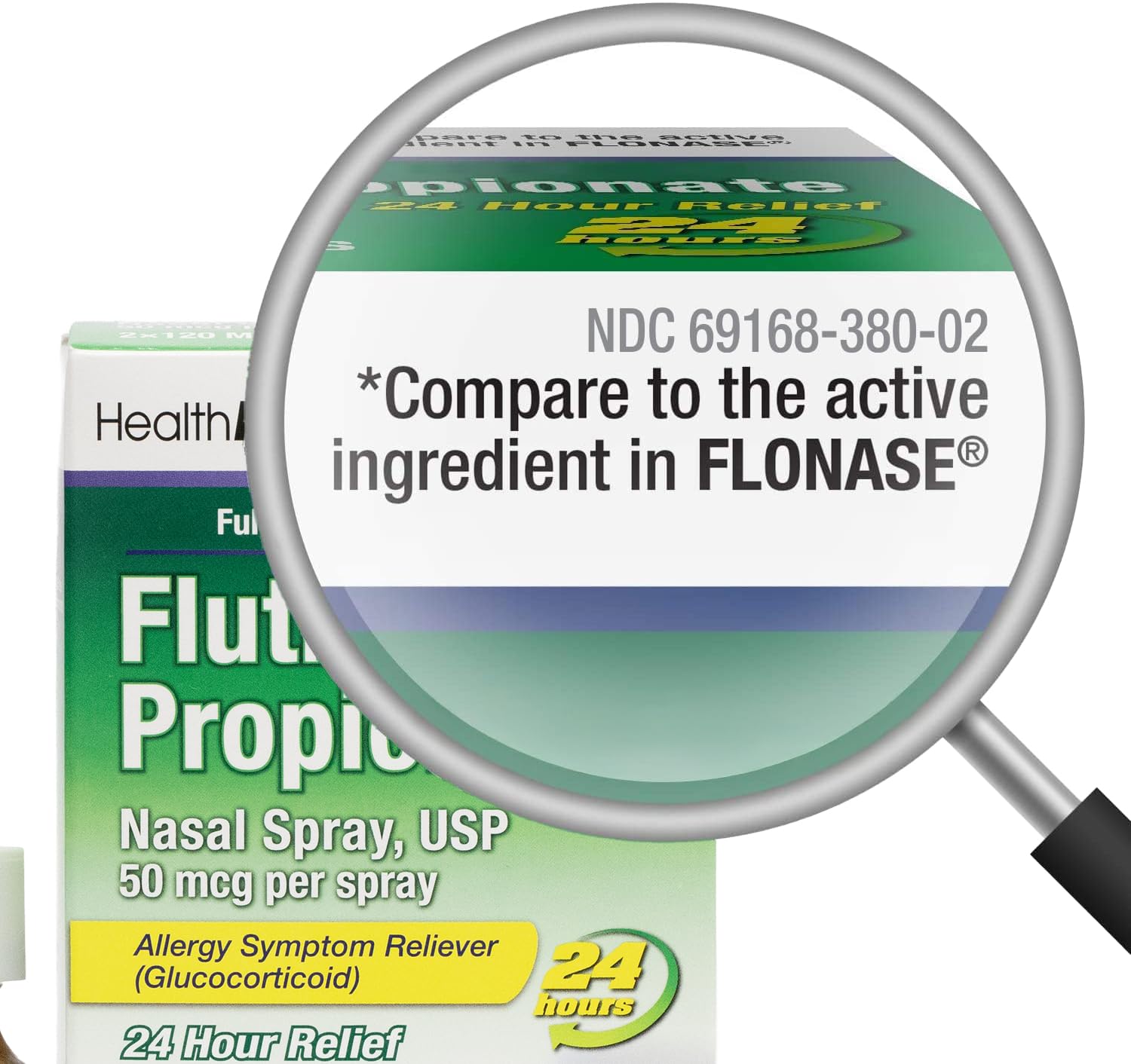 HealthA2Z® Allergy Relief, Fluticasone Propionate 50mcg, Nasal Spray, 24-Hour Allergy Relief, Dye Free, 240 Sprays (2 Pack, 120 Sprays Each) - dailyvitalstore