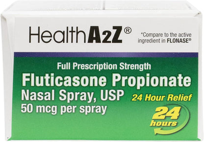 HealthA2Z® Allergy Relief, Fluticasone Propionate 50mcg, Nasal Spray, 24-Hour Allergy Relief, Nasal Decongestant, Dye Free, 72 Sprays (0.38 fl oz) - dailyvitalstore