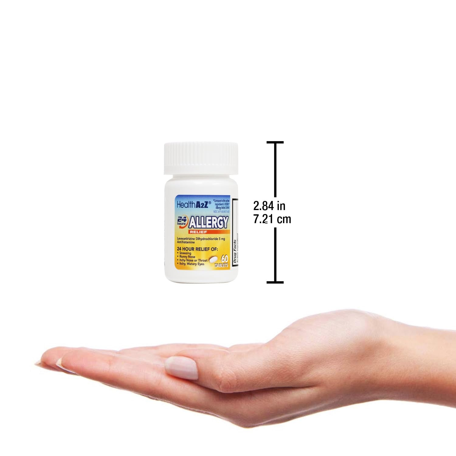 HealthA2Z® Allergy Relief, Levocetirizine Dihydrochloride 5mg, Dye Free Antihistamine, 24 Hours Relief from Sneezing, Runny Nose, Itchy Nose and Eyes (60 Counts) - dailyvitalstore