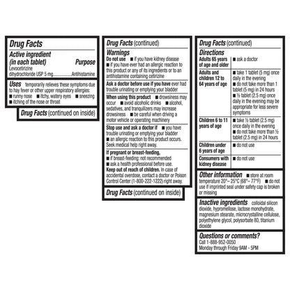 HealthA2Z® Allergy Relief, Levocetirizine Dihydrochloride 5mg, Dye Free Antihistamine, 24 Hours Relief from Sneezing, Runny Nose, Itchy Nose and Eyes (60 Counts) - dailyvitalstore