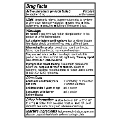 HealthA2Z® Allergy Relief, Loratadine 10mg, 24-Hour Antihistamine, Dye Free, Indoor & Outdoor Allergy Relief, 300 Tablets - dailyvitalstore