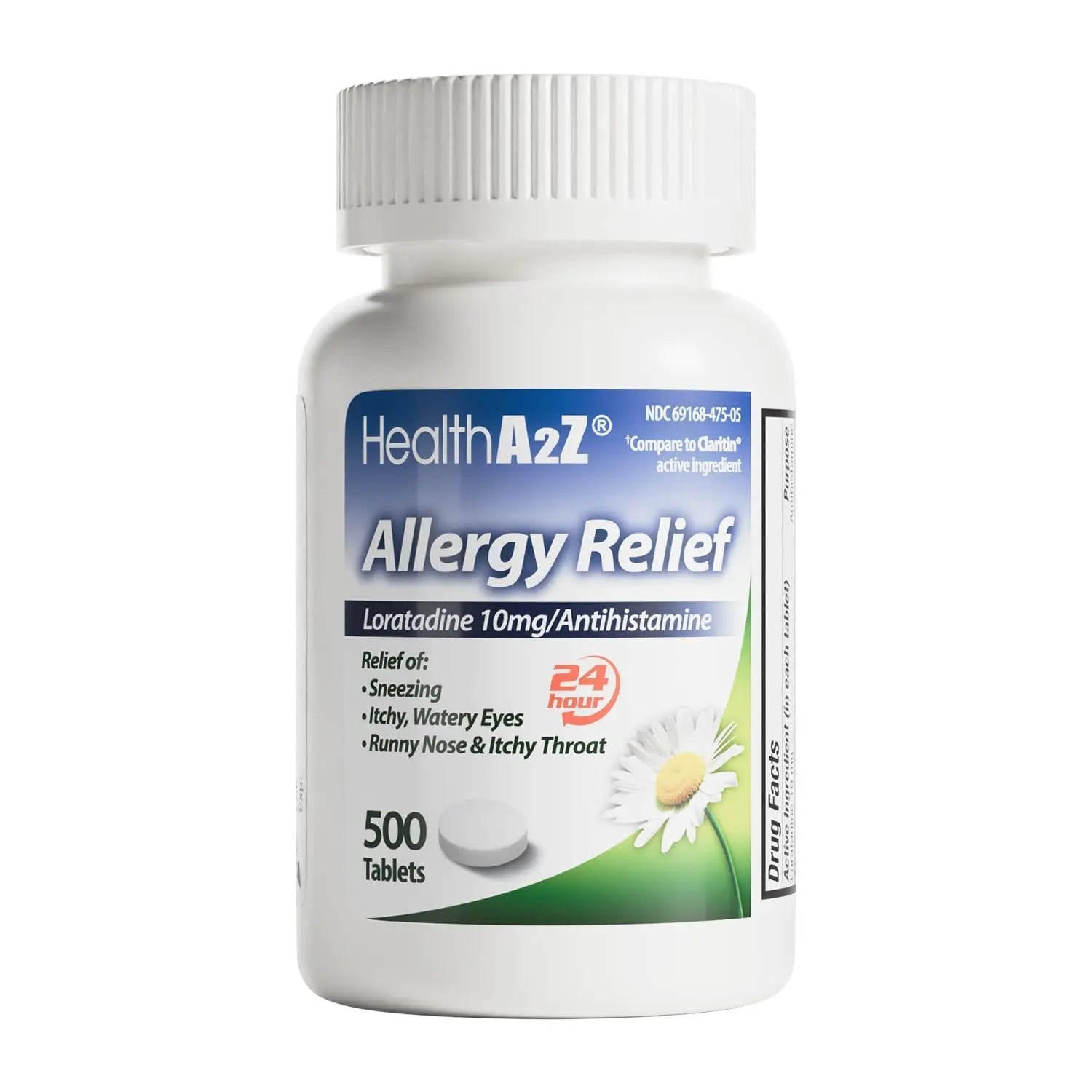 HealthA2Z® Allergy Relief | Loratadine 10mg Antihistamine | 500 Tablets | Dye Free | Relief from Itchy Throat, Sneezing, Runny Noses | 24-Hours Allergy Medicine - dailyvitalstore