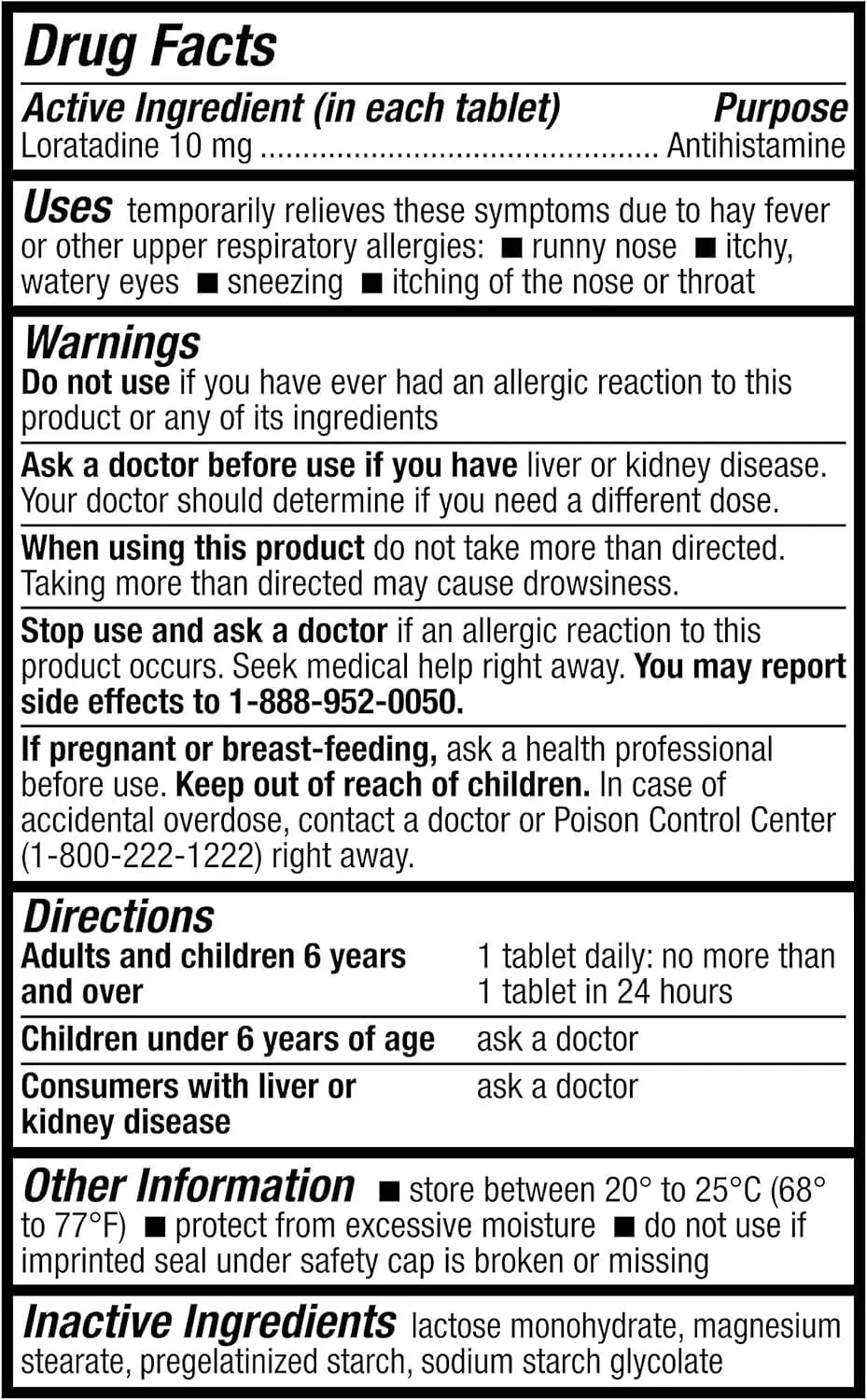HealthA2Z® Allergy Relief | Loratadine 10mg Antihistamine | 500 Tablets | Dye Free | Relief from Itchy Throat, Sneezing, Runny Noses | 24-Hours Allergy Medicine - dailyvitalstore