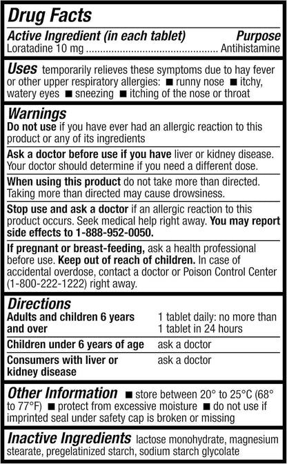 HealthA2Z® Allergy Relief | Loratadine 10mg Antihistamine | 500 Tablets | Dye Free | Relief from Itchy Throat, Sneezing, Runny Noses | 24-Hours Allergy Medicine - dailyvitalstore