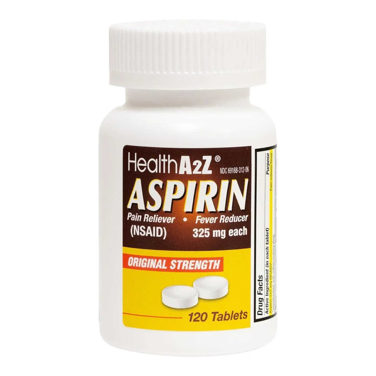 HealthA2Z® Aspirin 325mg | Uncoated Tablets |Original Strength | Pain Reliver |Fever Reducer | Compare to Bayer® Active Ingredients… (120 Counts) - dailyvitalstore