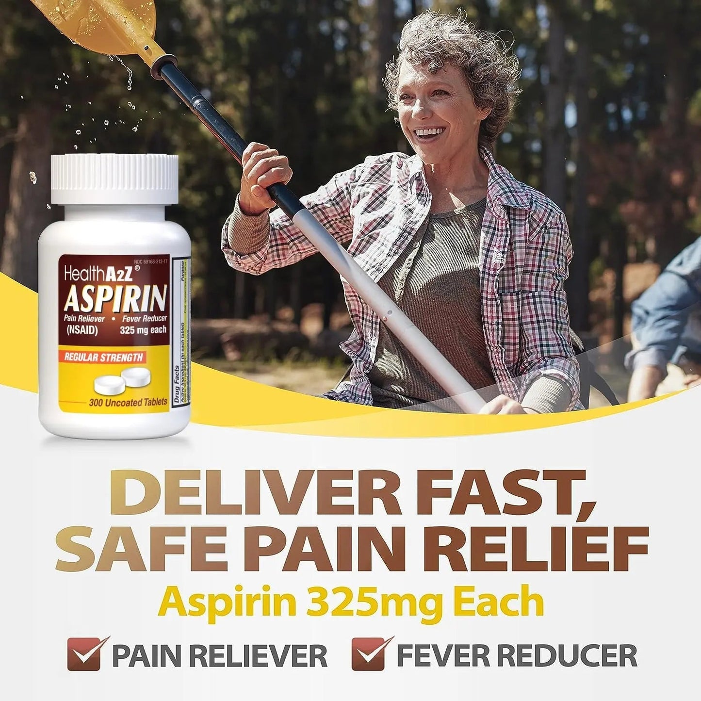 HealthA2Z® Aspirin 325mg | Uncoated Tablets |Original Strength | Pain Reliver | Fever Reducer | Compare to Bayer® Active Ingredients… (300 Counts) - dailyvitalstore
