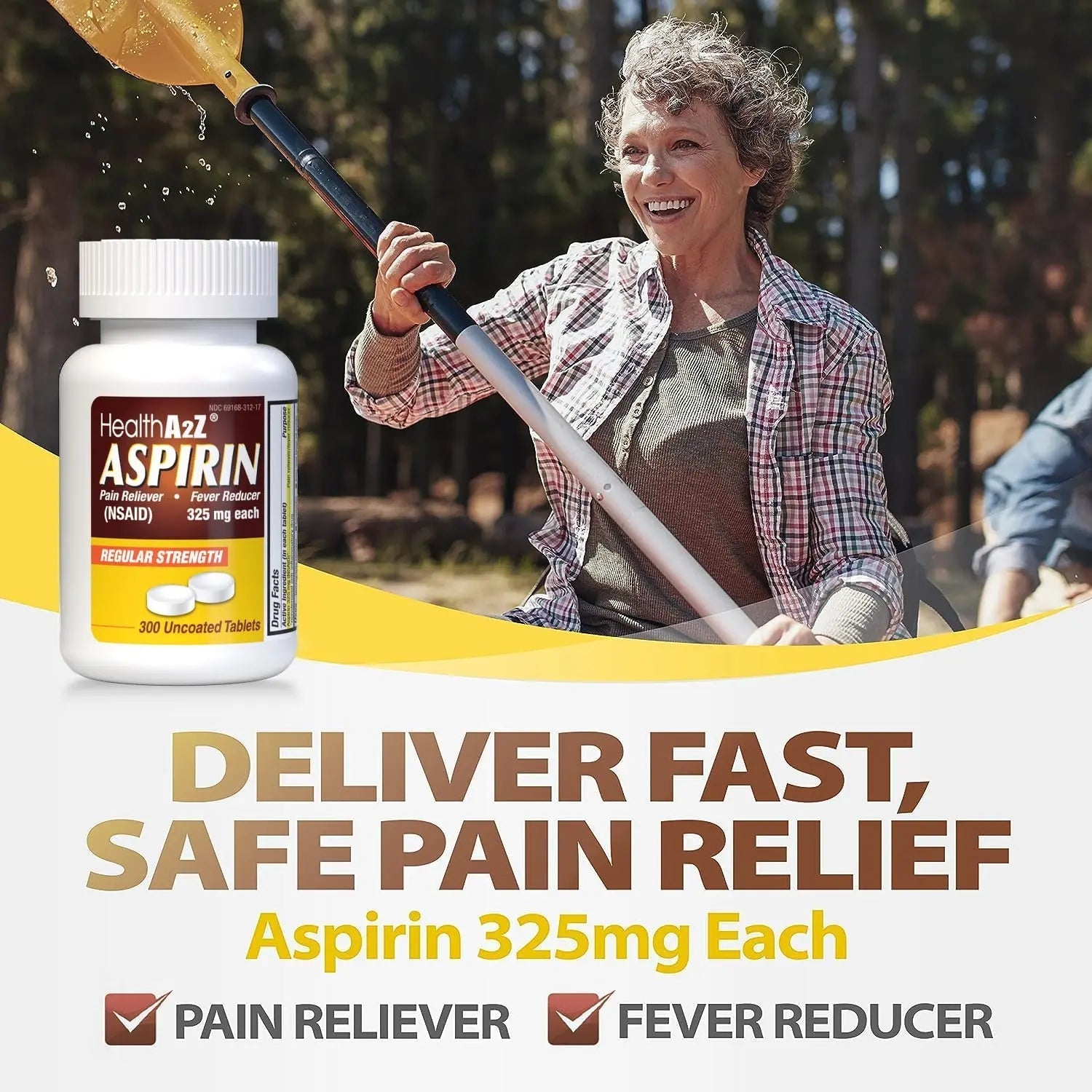 HealthA2Z® Aspirin 325mg | Uncoated Tablets |Original Strength | Pain Reliver | Fever Reducer | Compare to Bayer® Active Ingredients… (300 Counts) - dailyvitalstore