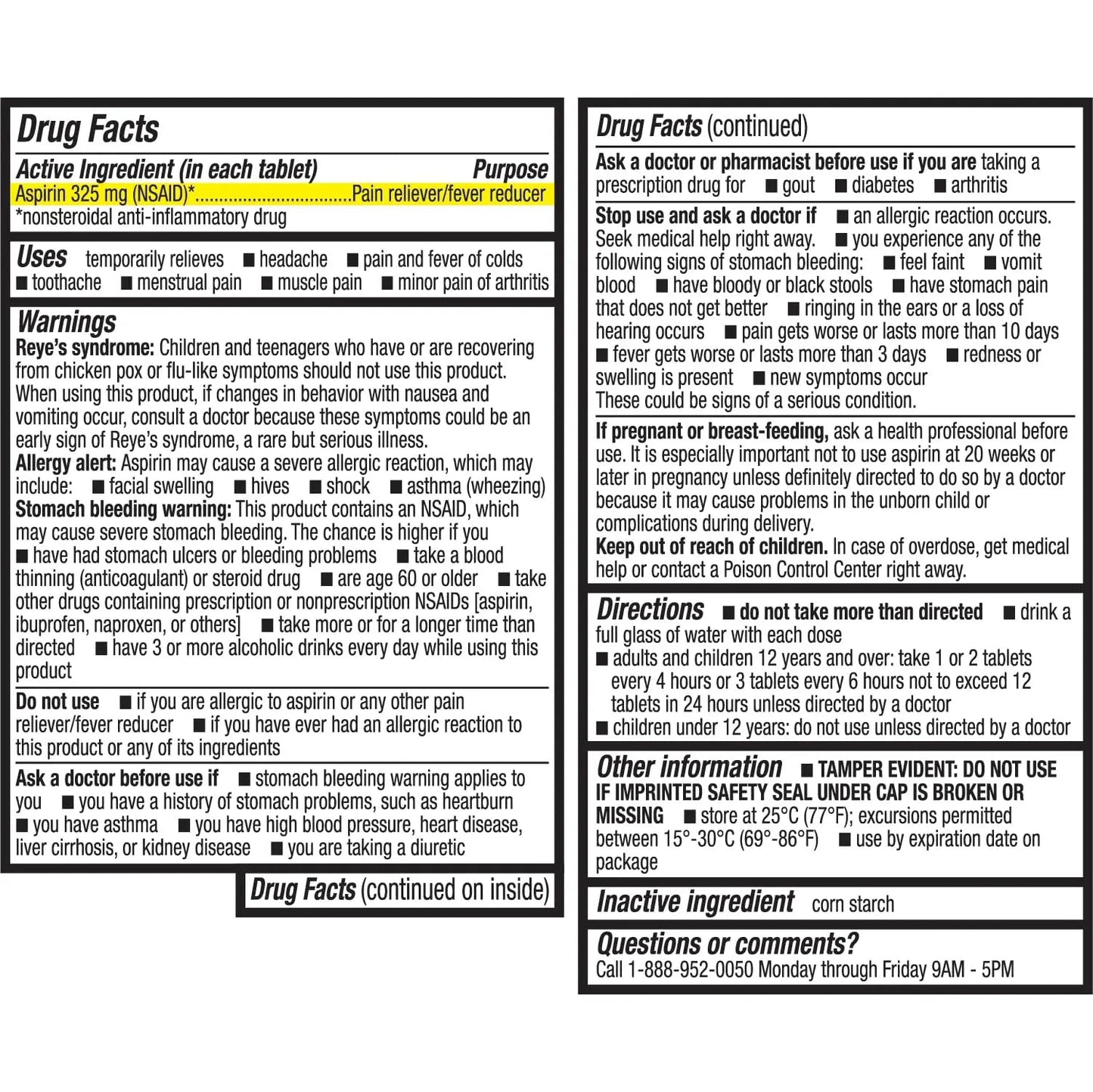 HealthA2Z® Aspirin 325mg | Uncoated Tablets |Original Strength | Pain Reliver | Fever Reducer | Compare to Bayer® Active Ingredients… (300 Counts) - dailyvitalstore
