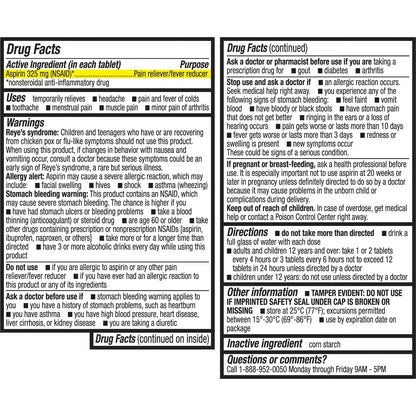 HealthA2Z® Aspirin 325mg | Uncoated Tablets |Original Strength | Pain Reliver | Fever Reducer | Compare to Bayer® Active Ingredients… (300 Counts) - dailyvitalstore