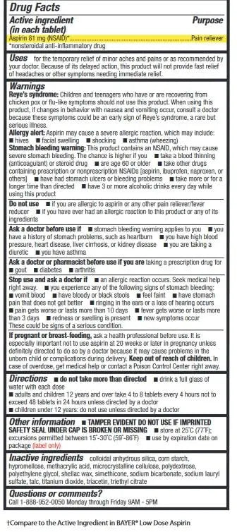 HealthA2Z® Aspirin 81 mg | DYE Free | Low Strength | 200 Counts | Pain Relief | Reduces Minor Aches Muscle Pain & Cramps | Fever Reducer | Reduces Headache | (NSAID) - dailyvitalstore