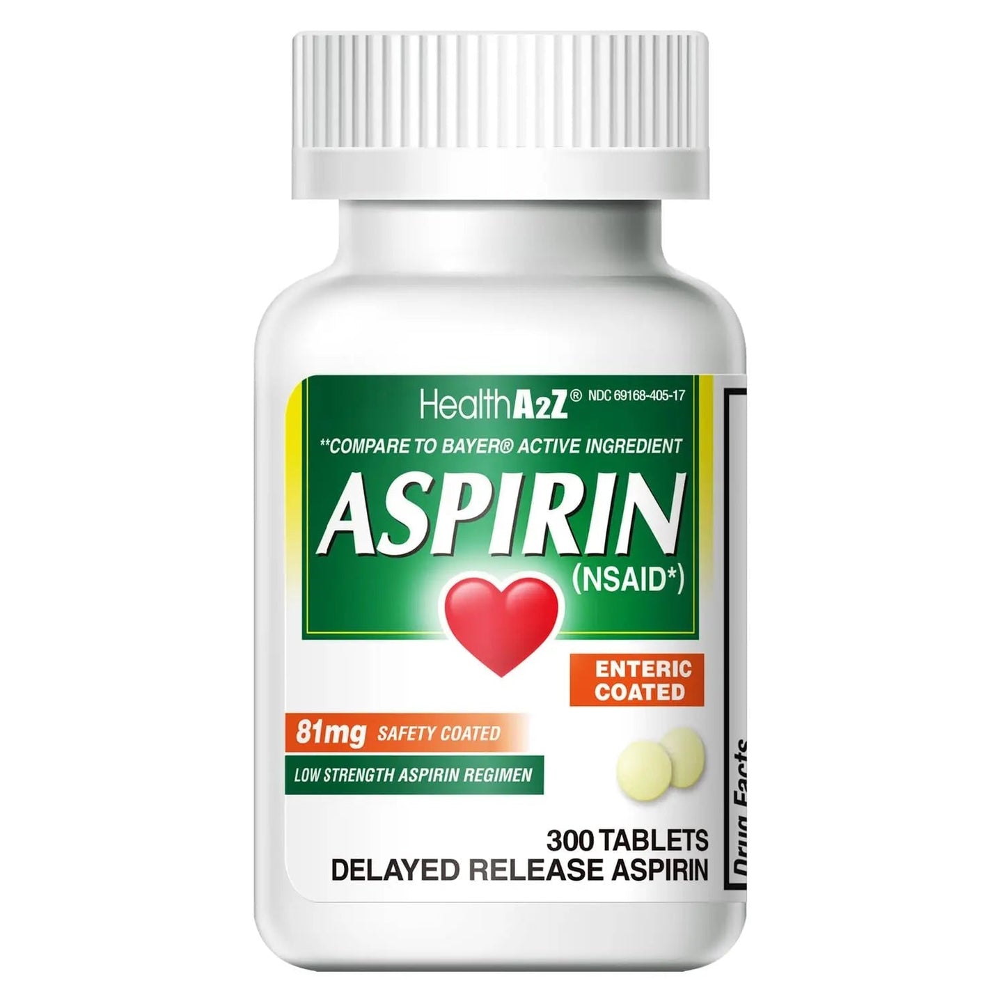 HealthA2Z® Aspirin 81 mg | Low Strength | Enteric Coated | Pain Relief | Reduces Minor Aches Muscle Pain & Cramps | Fever Reducer | Reduces Headache (300 Counts) - dailyvitalstore