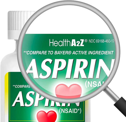 HealthA2Z® Aspirin 81 mg | Low Strength | Enteric Coated | Pain Relief | Reduces Minor Aches Muscle Pain & Cramps | Fever Reducer | Reduces Headache (300 Counts) - dailyvitalstore