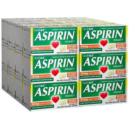 HealthA2Z Aspirin 81mg Low Strength | Enteric Coated | 24 Packs of 40 Counts (960 Tablets Total) | Value Package - dailyvitalstore