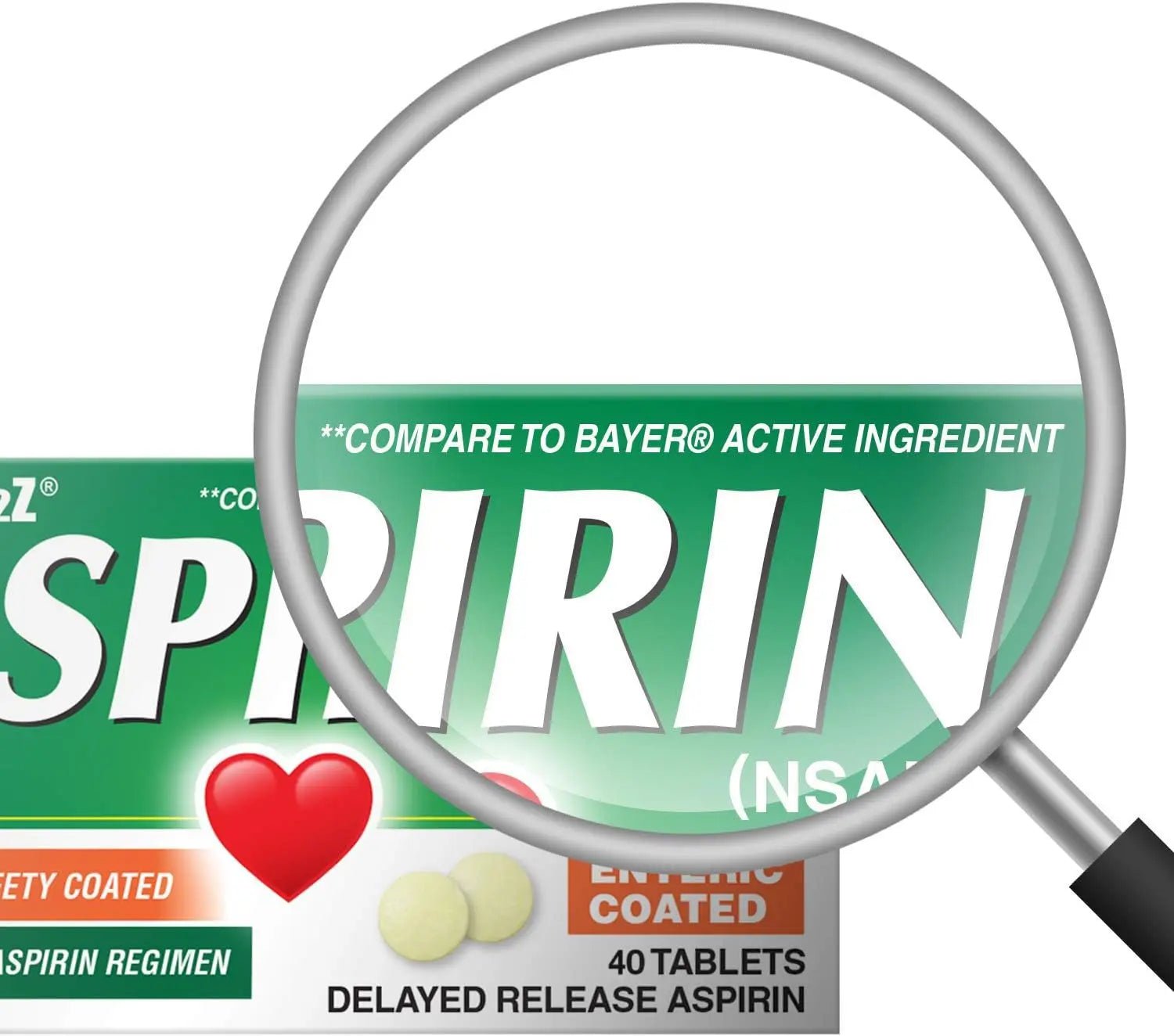 HealthA2Z Aspirin 81mg Low Strength | Enteric Coated | 24 Packs of 40 Counts (960 Tablets Total) | Value Package - dailyvitalstore