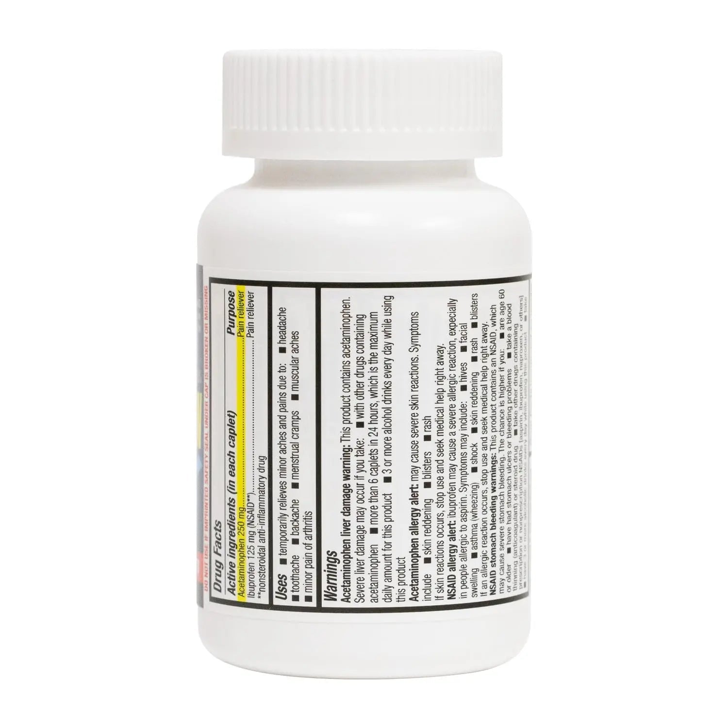 HealthA2Z® Dual Action Pain Relief | Acetaminophen 250mg & Ibuprofen (NSAID) 125mg | Contains Two Medicines | Relief from Headache, Fever & Backache (150 Caplets) - dailyvitalstore
