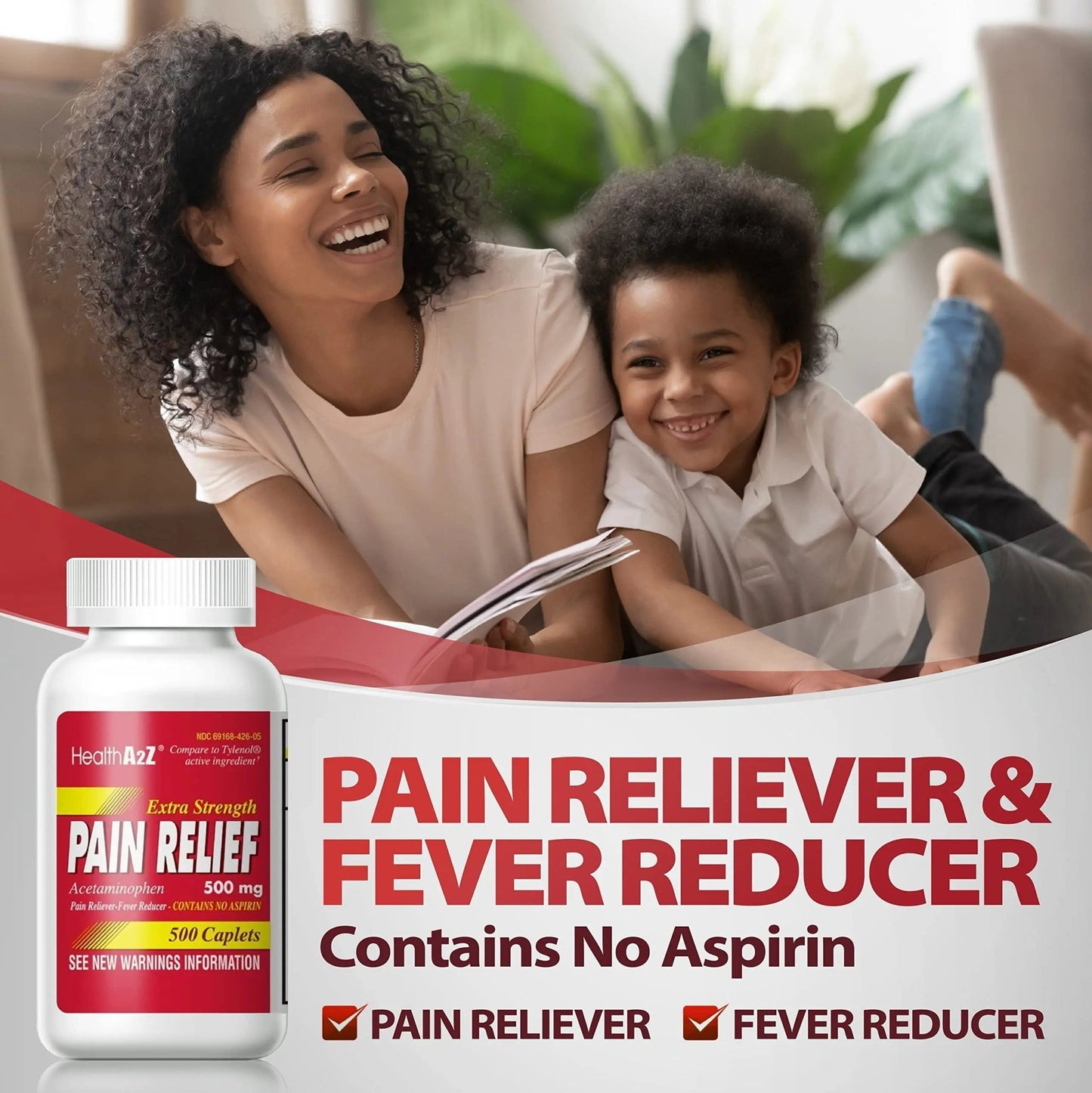 HealthA2Z® Extra Strength Pain Relief | Acetaminophen 500mg | Contains No Aspirin | Fever Reducer | Pain Reliever (500 Count (Pack of 1)) - dailyvitalstore