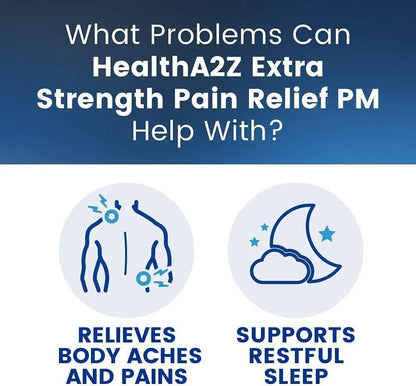 HealthA2Z® Extra Strength Pain Relief PM| Acetaminophen 500mg | Diphenhydramine 25mg | Pain Reliever & Nighttime Sleep Aid | (365 Count (Pack of 1)) - dailyvitalstore